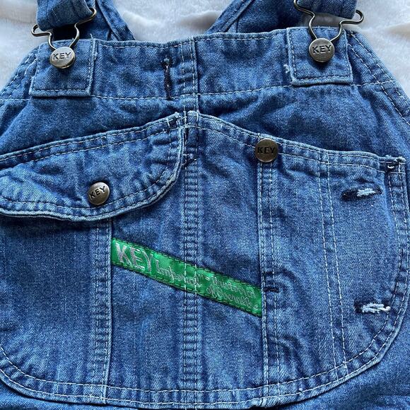 🔥Vintage Key Imperial Denim Carpenter Bib Overalls Farmer Barn Work Western - Picture 8 of 14